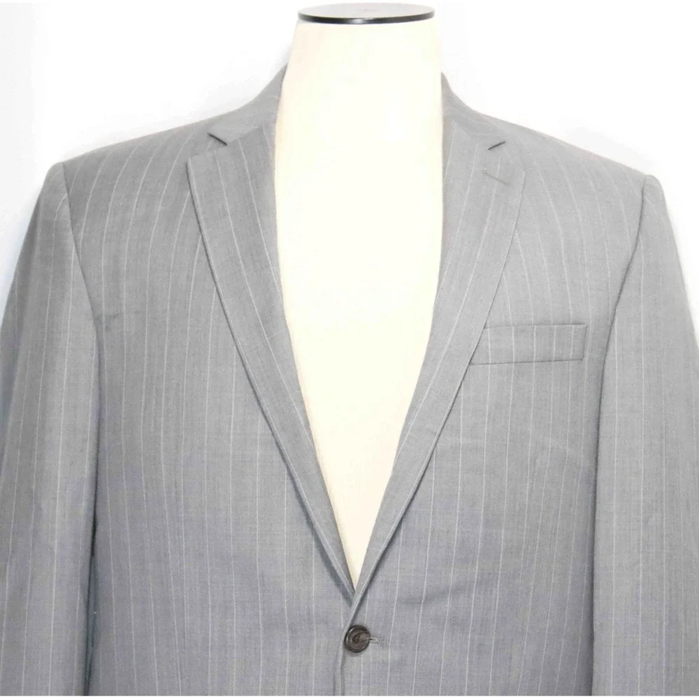 Polo‎ Ralph Lauren Blue Label Gray Pinstripe Blazer Jacket Mens Size 42L